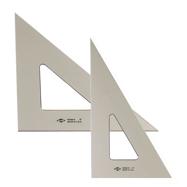 SK450-10 Math Geometry Tool Alvin 45/90 Degrees 10 Smoke-Tint Triangle Ruler